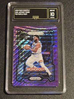 2023-24 Panini Prizm Monopoly #53 Karl-Anthony Towns Purple GMA 10 - Image 1