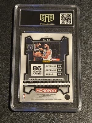 2023-24 Panini Prizm Monopoly #53 Karl-Anthony Towns Purple GMA 10 - Thumbnail 2