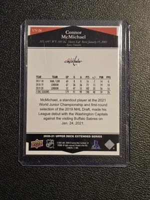 2020-21 Upper Deck #UV-26 Connor McMichael Ultimate Victory - Thumbnail 2