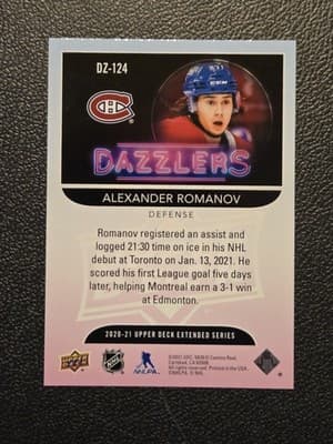 2020-21 Upper Deck #DZ-124 Alexander Romanov Dazzlers Orange - Thumbnail 2