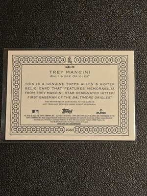 2022 Topps Allen & Ginter #AGRA-TM Trey Mancini Full-Size Relics A Design - Thumbnail 2