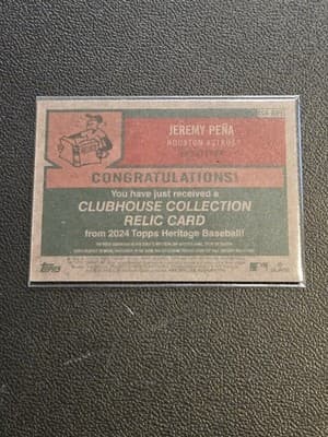 2024 Topps Heritage #CCR-RJPE Jeremy Peña Clubhouse Collection Relics - Thumbnail 2
