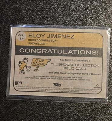 2022 Topps Heritage #CCR-EJ Eloy Jimenez Clubhouse Collection Relics High Number - Thumbnail 2