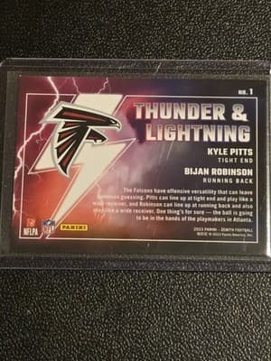 2023 Panini Zenith #1 Bijan Robinson / Kyle Pitts Thunder and Lightning Blue - Thumbnail 2
