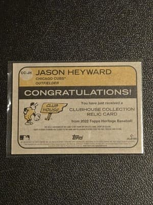 2022 Topps Heritage #CC-JH Jason Heyward Clubhouse Collection Relics - Thumbnail 2