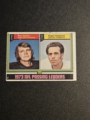 1974 Topps #329 1973 NFL Passing Leaders (Ken Stabler / Roger Staubach) LL - Image 1