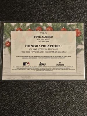2022 Topps Holiday #WRC-PA Pete Alonso Relics - Thumbnail 2