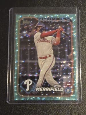 2024 Topps #661 Whit Merrifield Aqua Crackle Foil #/399 - Image 1