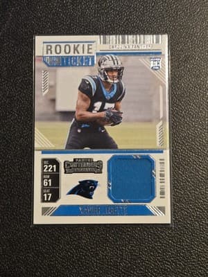 2024 Panini Contenders #RTS-XLE Xavier Legette Rookie Ticket Swatches - Image 1
