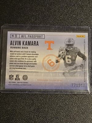 2017 Panini Prestige #11 Alvin Kamara NFL Passport - Thumbnail 2
