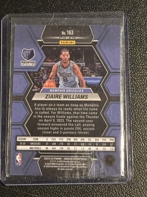 2022-23 Panini Mosaic #163 Ziaire Williams Reactive Yellow - Thumbnail 2