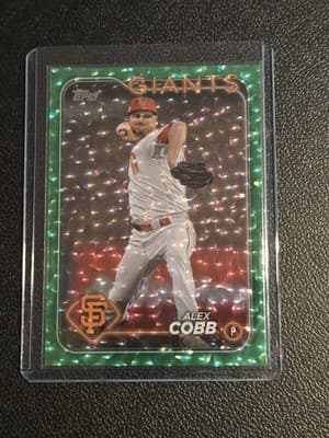 2024 Topps #497 Alex Cobb Green Crackle Foil #/499 - Image 1