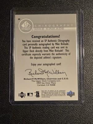 1999 SP Authentic #MK Mike Kinkade Chirography - Thumbnail 2