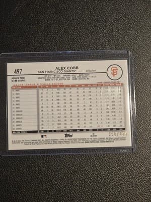 2024 Topps #497 Alex Cobb Green Crackle Foil #/499 - Thumbnail 2