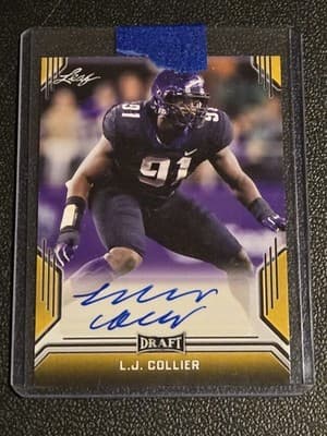 2019 Leaf Draft #BA-LJC L.J. Collier Autographs Gold - Image 1
