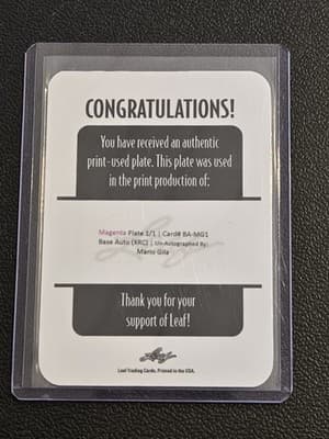 2022 Leaf Vivid #BA-MG1 Mario Gila Printing Plates Magenta #/1 - Thumbnail 2
