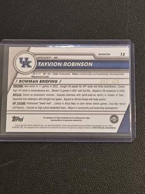 2023 Bowman U Chrome Tayvion Robinson Chrome Prospect Autographs Refractor #/499 - Thumbnail 2