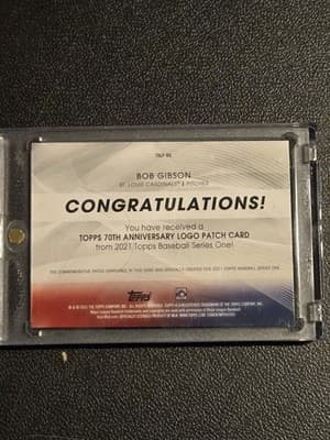 2021 Topps #70LP-BG Bob Gibson 70th Anniversary Logo Patch (Series 1) - Thumbnail 2