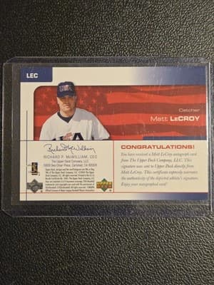 2004 Upper Deck USA 25th Anniversary #LEC Matt LeCroy Signatures Black Ink #/360 - Thumbnail 2