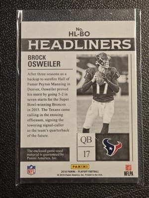 2016 Panini Playoff #HL-BO Brock Osweiler Headliners Relics Kickoff #/75 - Thumbnail 2