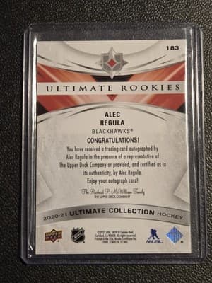 2020-21 Upper Deck Ultimate Collection #183 Alec Regula #/299 - Thumbnail 2