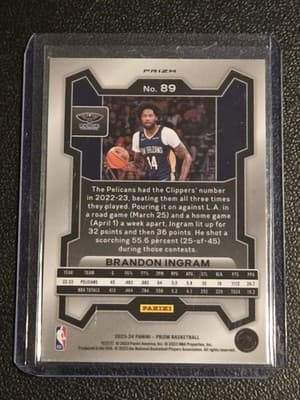 2023-24 Panini Prizm #89 Brandon Ingram Prizms Red White and Blue - Thumbnail 2