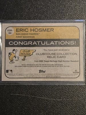2022 Topps Heritage #CCR-EH Eric Hosmer Clubhouse Collection Relics High Number - Thumbnail 2