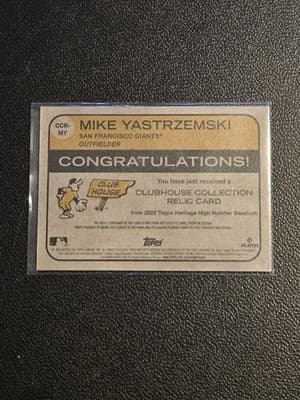 2022 Topps Heritage Mike Yastrzemski Clubhouse Collection Relics High Number - Thumbnail 2