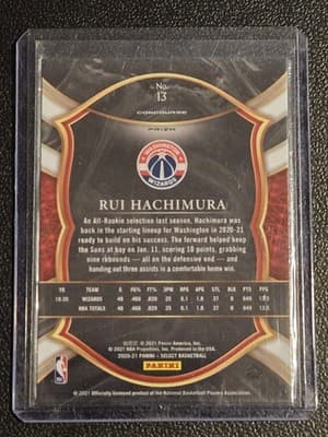 2020-21 Panini Select #13 Rui Hachimura Silver Prizms - Thumbnail 2
