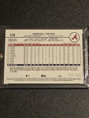 2024 Topps #518 Marcell Ozuna Blue Holofoil #/999 - Thumbnail 2