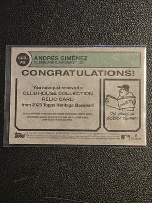 2023 Topps Heritage #CCR-AG Andrés Giménez Clubhouse Collection Relics - Thumbnail 2