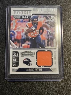 2024 Panini Contenders #RTS-AEEb Audric Estime Rookie Ticket Swatches - Image 1