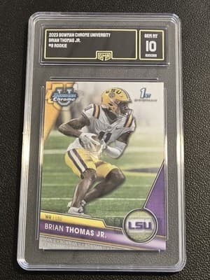 2023 Bowman University Chrome #8 Brian Thomas Jr. GMA 10 - Image 1
