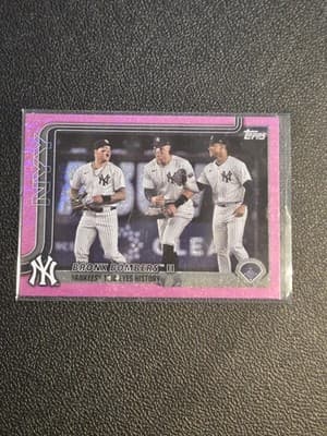 2025 Topps #184 Bronx Bombers II: Yankees Trio Eyes History Pink Holo Foil - Image 1