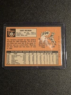 1969 Topps #361 Gary Holman - Thumbnail 2