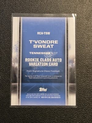 2024 Topps Signature Class T'Vondre Sweat Rookie Class Auto Variation Teal #/225 - Thumbnail 2