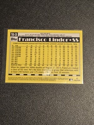 2025 Topps #T90-38 Francisco Lindor 1990 Topps Baseball 35th Anniversary - Thumbnail 2