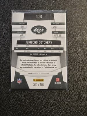 2010 Panini Certified #103 Jerricho Cotchery Mirror Gold Materials #/50 - Thumbnail 2