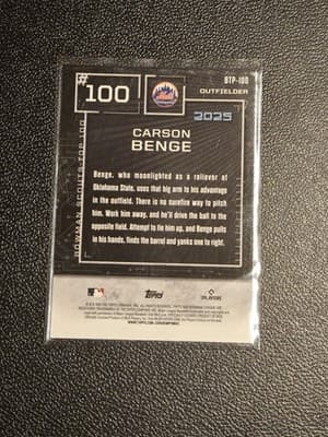 2025 Bowman #BTP-100 Carson Benge Bowman Scouts Top 100 - Thumbnail 2