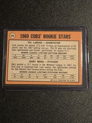 1969 Topps #404 Cubs 1969 Rookie Stars (Vic LaRose / Gary Ross) RS, RC - Thumbnail 2