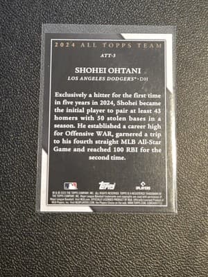 2025 Topps #ATT-3 Shohei Ohtani 2024 All Topps Team - Thumbnail 2