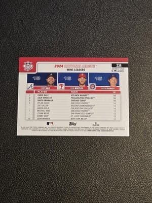 2025 Topps #234 National League Leaders Wins C.Sale / Z.Wheeler / S.Imanaga - Thumbnail 2