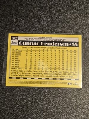 2025 Topps Gunnar Henderson 1990 Topps Baseball 35th Anniversary (Series One) - Thumbnail 2