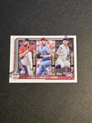 2025 Topps #234 National League Leaders Wins C.Sale / Z.Wheeler / S.Imanaga - Image 1