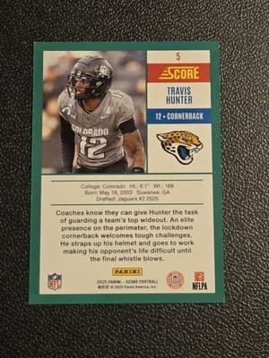 2025 Score #5 Travis Hunter Anniversary Rookies - Thumbnail 2