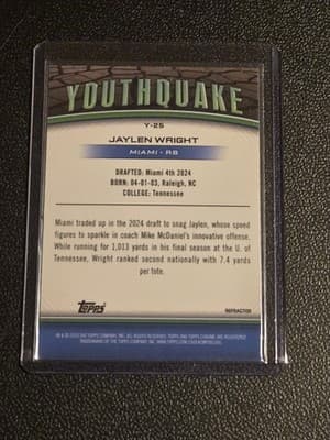 2024 Topps Chrome #Y-25 Jaylen Wright Youthquake Refractor - Thumbnail 2