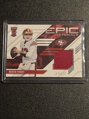 2023 Donruss Elite #4 Brock Purdy Epic Materials #/375 - Image 1