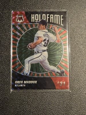 2022 Panini Mosaic #HF-1 Greg Maddux Holofame Green Mosaic - Image 1