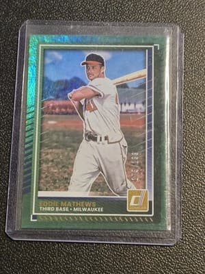 2025 Donruss #67 Eddie Mathews Green #/199 - Image 1