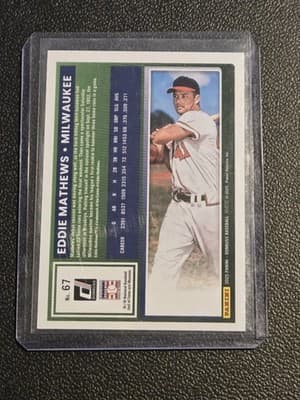 2025 Donruss #67 Eddie Mathews Green #/199 - Thumbnail 2